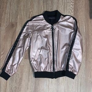 Bebe racer stripe bomber jacket